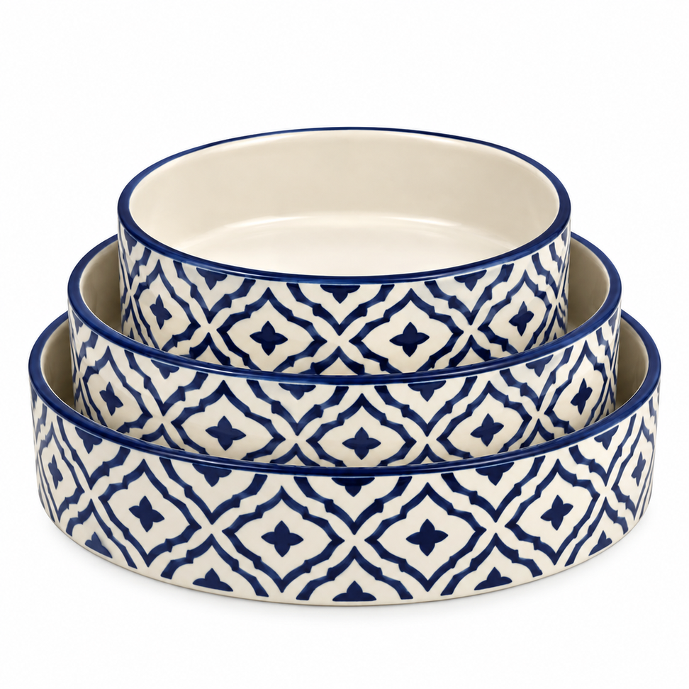 Blue Geometric Ceramic Bowl